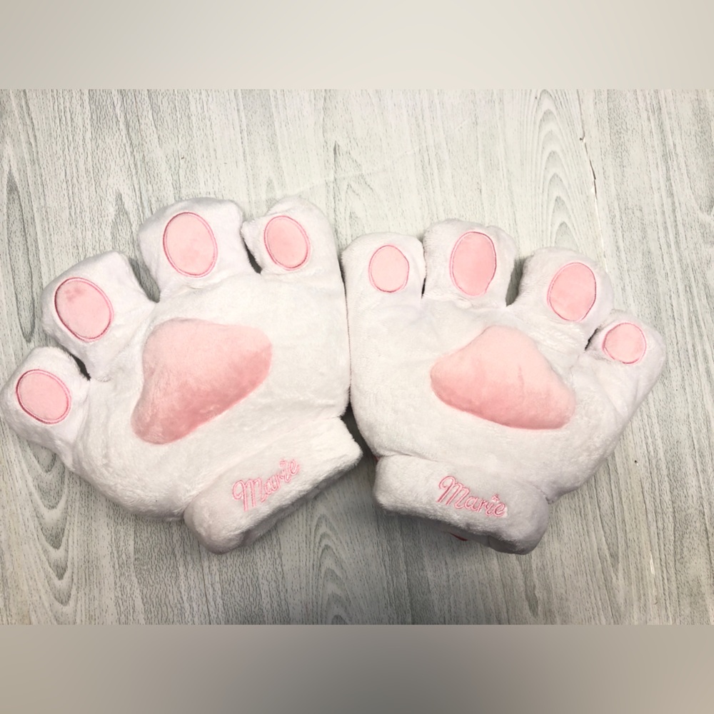 Disney Parks Plush Marie Aristocat Gloves Embroidered Cat Paws 11” x 8”-Like New